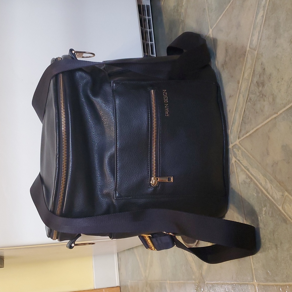 Fawn Design The Original Diaper Bag - Black Pebble Leather Backpack